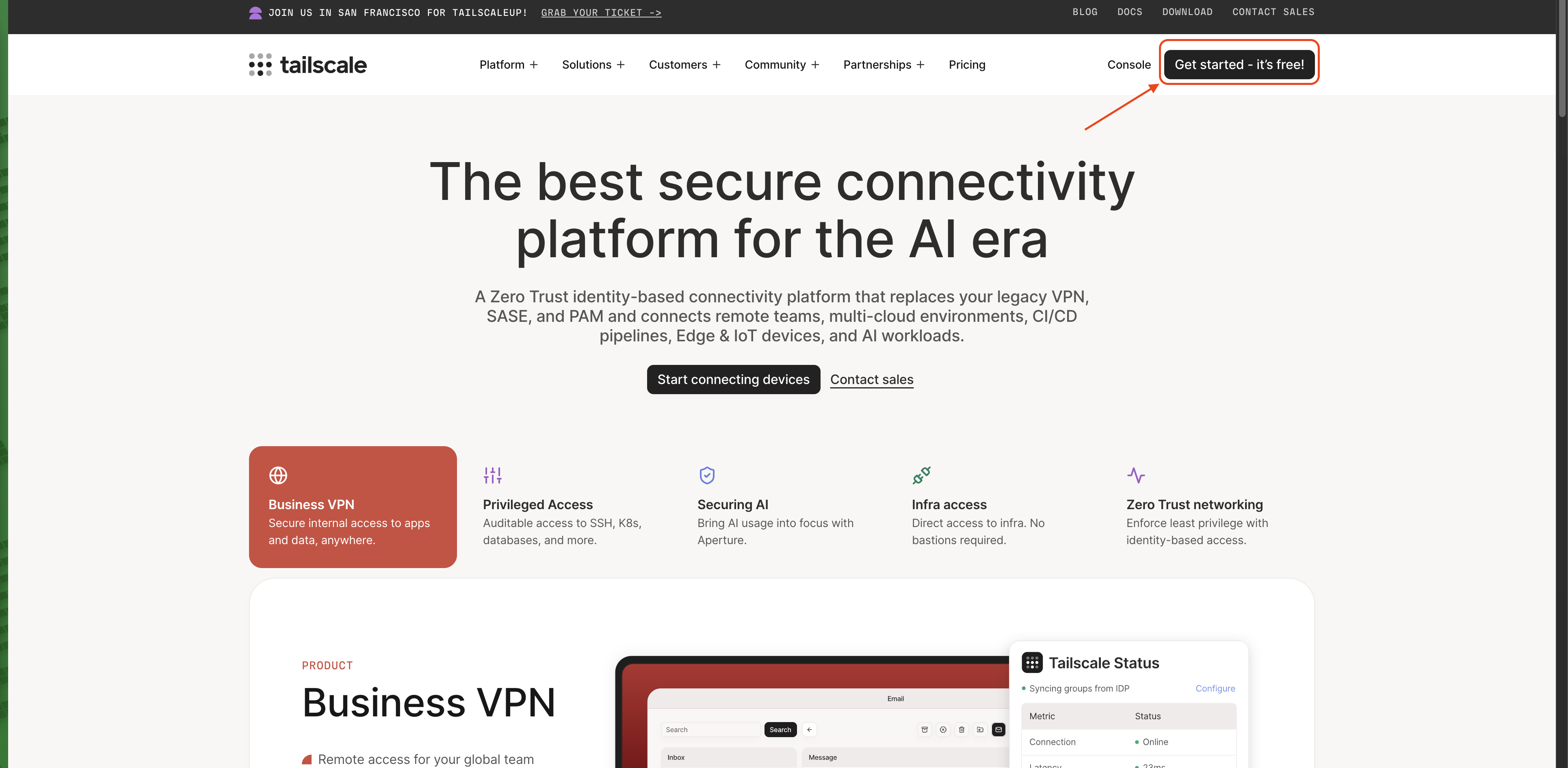 Tailscale homepage
